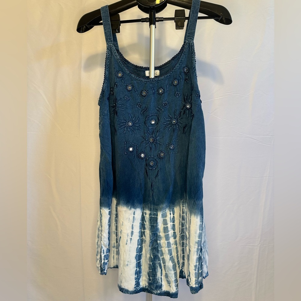 Daisy Island Blue and White Embroidered Midi Dress